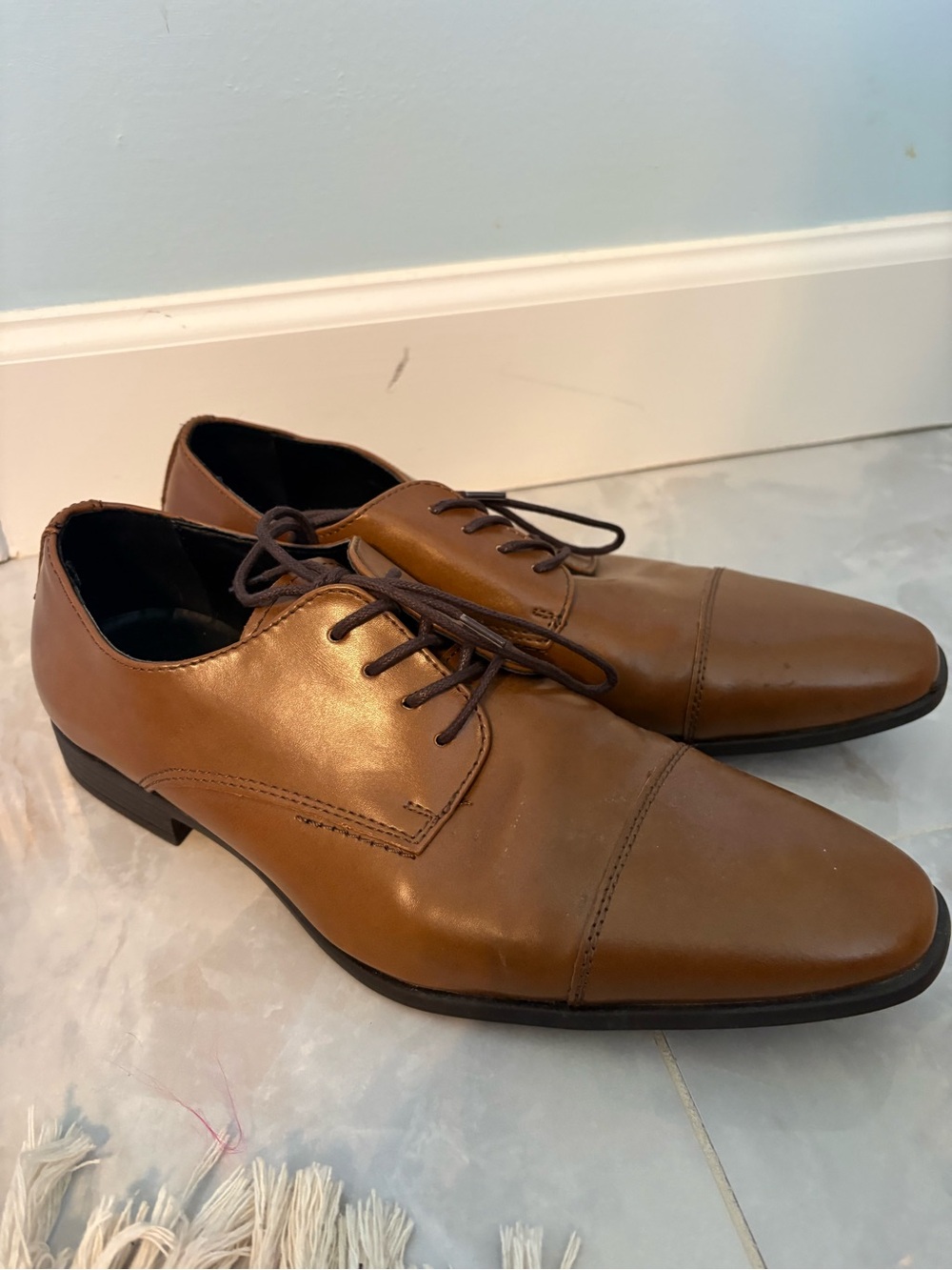 Classic Men's Brown Leather Oxford Dress Shoes